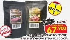 Promo Harga BAP Sirloin Steak + BAP Beef Saikoro Steak   - Superindo