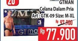 Promo Harga GT MAN Celana Dalam Pria GTK09, M-XL 3 pcs - Hypermart