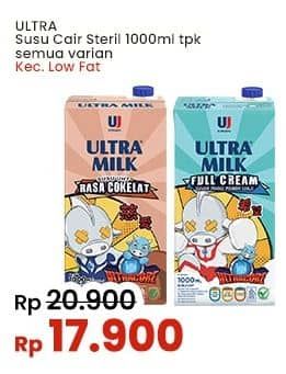 Promo Harga Ultra Milk Susu UHT Kecuali Low Fat Coklat, Kecuali Low Fat Full Cream 1000 ml - Indomaret