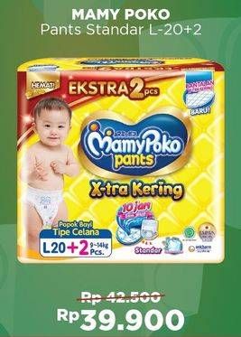 Promo Harga Mamy Poko Pants Xtra Kering L20+2  - Alfamart