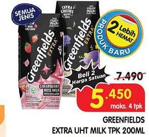 Promo Harga Greenfields UHT Extra Milk All Variants 200 ml - Superindo