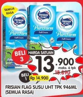 Promo Harga Frisian Flag Susu UHT Purefarm All Variants 946 ml - Superindo