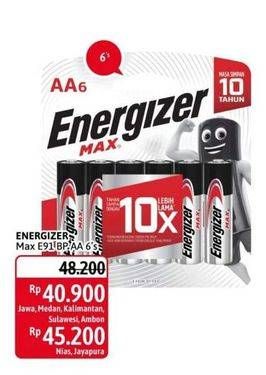 Promo Harga ENERGIZER Battery Alkaline Max E91 BP AA 6 pcs - Alfamidi