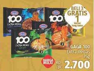 Promo Harga GAGA 100 Extra Pedas per 3 pcs 75 gr - LotteMart