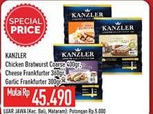 Promo Harga Kanzler Chicken Bratwurst Coarse/Cheese Frankfurter/Garlic Frankfurter  - Hypermart