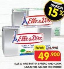 Promo Harga Elle & Vire Butter Unsalted Spread Cook 60% Fat, Salted Spread Cook 60% Fat 200 gr - Superindo