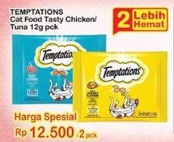 Promo Harga TEMPTATIONS Cat Treats Tasty Chicken, Tempting Tuna per 2 pcs 12 gr - Indomaret