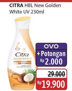 Promo Harga Citra Hand & Body Lotion Golden White UV Coconut Oil Turmeric 230 ml - Alfamidi