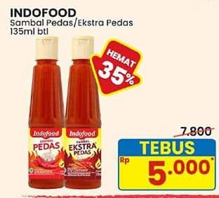 Promo Harga Indofood Sambal Pedas, Ekstra Pedas 135 ml - Indomaret