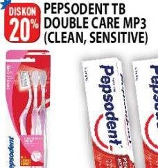 Promo Harga PEPSODENT Sikat Gigi Double Care Clean Medium, Sensitive Soft, Ultra Sensitive Soft 3 pcs - Hypermart