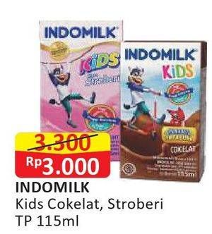 Promo Harga INDOMILK Susu UHT Kids Cokelat, Stroberi 115 ml - Alfamart