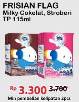 Promo Harga Frisian Flag Susu UHT Milky Zuzhu Zazha Chocolate, Strawberry 115 ml - Alfamart