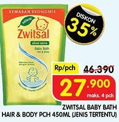 Promo Harga Zwitsal Natural Baby Bath 2 In 1 450 ml - Superindo