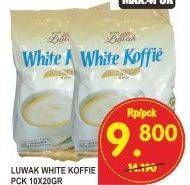 Promo Harga Luwak White Koffie per 10 sachet 20 gr - Superindo