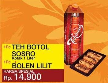 Promo Harga SOSRO Teh Botol Kotak 1ltr + Bolen Lilit  - Yogya