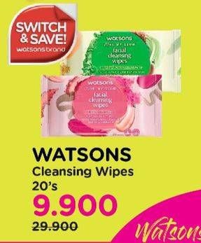 Promo Harga WATSONS Facial Cleansing Wipes 20 pcs - Watsons
