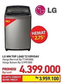 Promo Harga LG T2109VSAL | Mesin Cuci Top Loading 9kg  - Carrefour