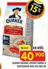 Promo Harga QUAKER Oatmeal Instant, Quick Cooking 800 gr - Superindo