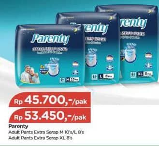 Promo Harga Parenty Ekstra Serap Pants XL8 8 pcs - TIP TOP