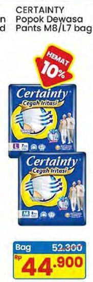 Promo Harga Certainty Adult Diapers Pants M8, L7 7 pcs - Indomaret