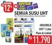 Promo Harga Indomilk Susu UHT Full Cream Plain, Cokelat 1000 ml - Hypermart