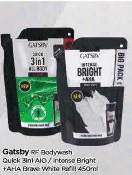 Promo Harga Gatsby Body Wash Intense Bright +AHA Brave White, Quick 3In1 All Body 450 ml - TIP TOP