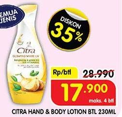 Promo Harga Citra Hand & Body Lotion 230 ml - Superindo