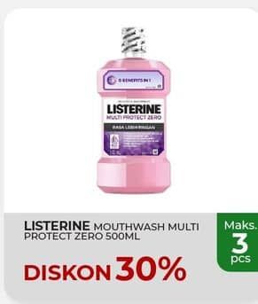 Promo Harga Listerine Mouthwash Antiseptic Multi Protect Zero 500 ml - Yogya