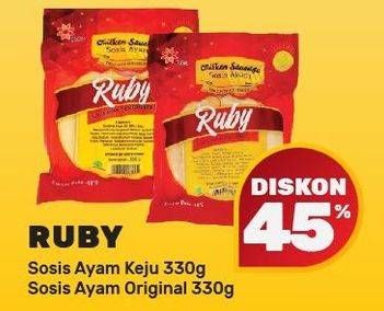 Promo Harga RUBY Sosis  Ayam Original, Keju 330 gr - Yogya