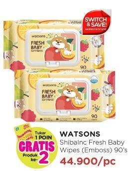 Promo Harga WATSONS Fresh Baby Wipes Shibainc 90 sheet - Watsons