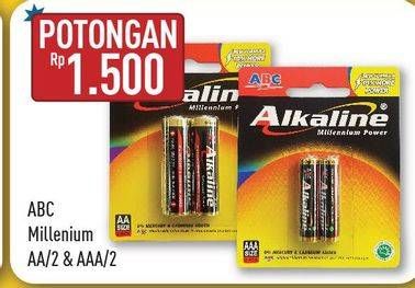Promo Harga ABC Battery Alkaline AA, AAA 2 pcs - Hypermart