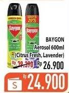 Promo Harga BAYGON Insektisida Spray Citrus Fresh, Silky Lavender 600 ml - Hypermart