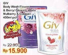 Promo Harga GIV Body Wash Passion Flowers Sweet Berry, Glowing White Mulberry Collagen 450 ml - Indomaret