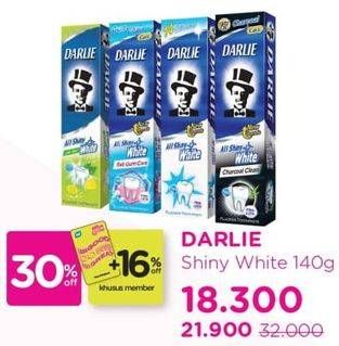 Promo Harga Darlie Toothpaste All Shiny White Charcoal Clean, All Shiny White Lime Mint, All Shiny White Multicare, All Shiny White Whitening Stain Prevention 140 gr - Watsons