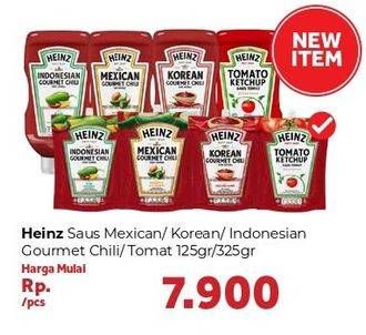 Promo Harga HEINZ Gourmet Chili Indonesian Gourmet, Mexican Gourmet, Korean Gourmet, Tomato 125 gr - Carrefour