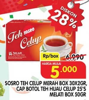 Promo Harga Sosro Teh Celup Green Tea Heritage per 30 pcs 2 gr - Superindo