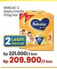 Promo Harga Bebelac 3 Gro Great Vanila, Madu 620 gr - Indomaret