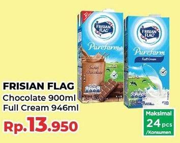 Promo Harga FRISIAN FLAG Susu UHT Purefarm Swiss Chocolate, Full Cream 900 ml - Yogya