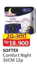 Promo Harga Softex Comfort Night Wing 36cm 12 pcs - Alfamart