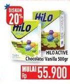 Promo Harga HILO Active Chocolate, Vanilla 500 gr - Hypermart