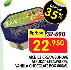 Promo Harga Aice Sundae Alpukat Strawberry, Vanilla Chocolate 800 ml - Superindo