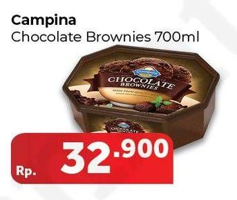 Promo Harga CAMPINA Ice Cream Chocolate Brownies 700 ml - Carrefour