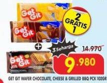 Promo Harga Get Git Wafer Chocolate, Cheese, Grilled Barbeque 102 gr - Superindo