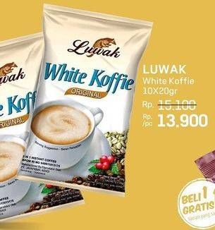 Promo Harga Luwak White Koffie per 10 sachet 20 gr - LotteMart