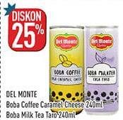 Promo Harga Del Monte Boba Drink Coffee Caramel Cheese, Milk Tea Taro 240 ml - Hypermart