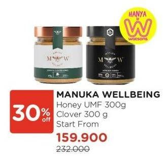 Promo Harga Manuka Wellbeing Honey UMF/Creamy Clover Honey  - Watsons