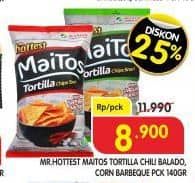 Promo Harga Mr Hottest Maitos Tortilla Chips Sambal Balado, Jagung BBQ 140 gr - Superindo