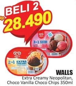 Promo Harga WALLS Ice Cream Chocolate Vanilla With Chocolate Chip, Neopolitana 350 ml - Hari Hari