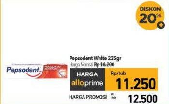 Promo Harga Pepsodent Pasta Gigi Pencegah Gigi Berlubang White 225 gr - Carrefour