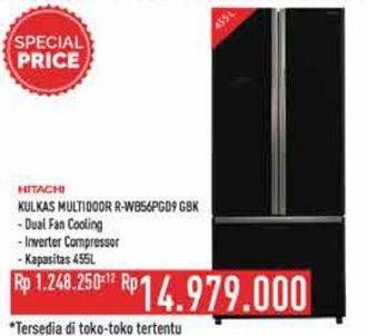 Promo Harga Hitachi Refrigerator Side By Side R-WB56PGD9GBW 465 ltr - Hypermart